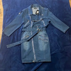 Blue Jean zipper dress from Fashion Nova